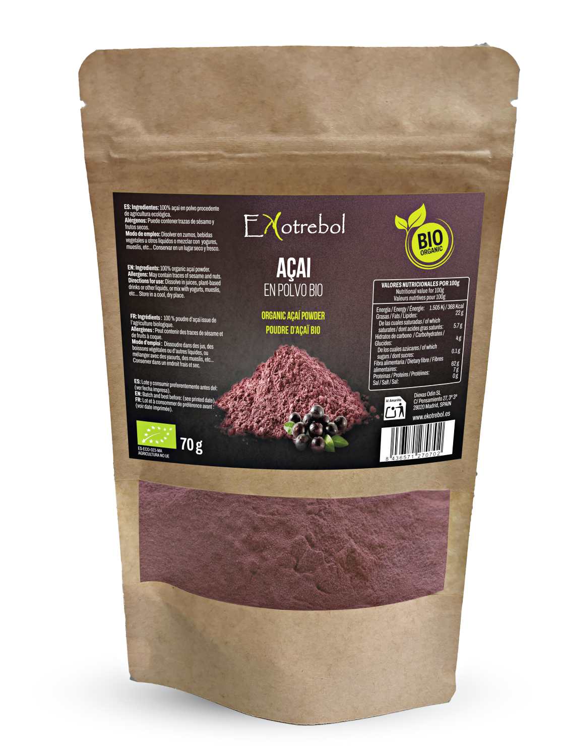 Açai en polvo Bio Ekotrebol