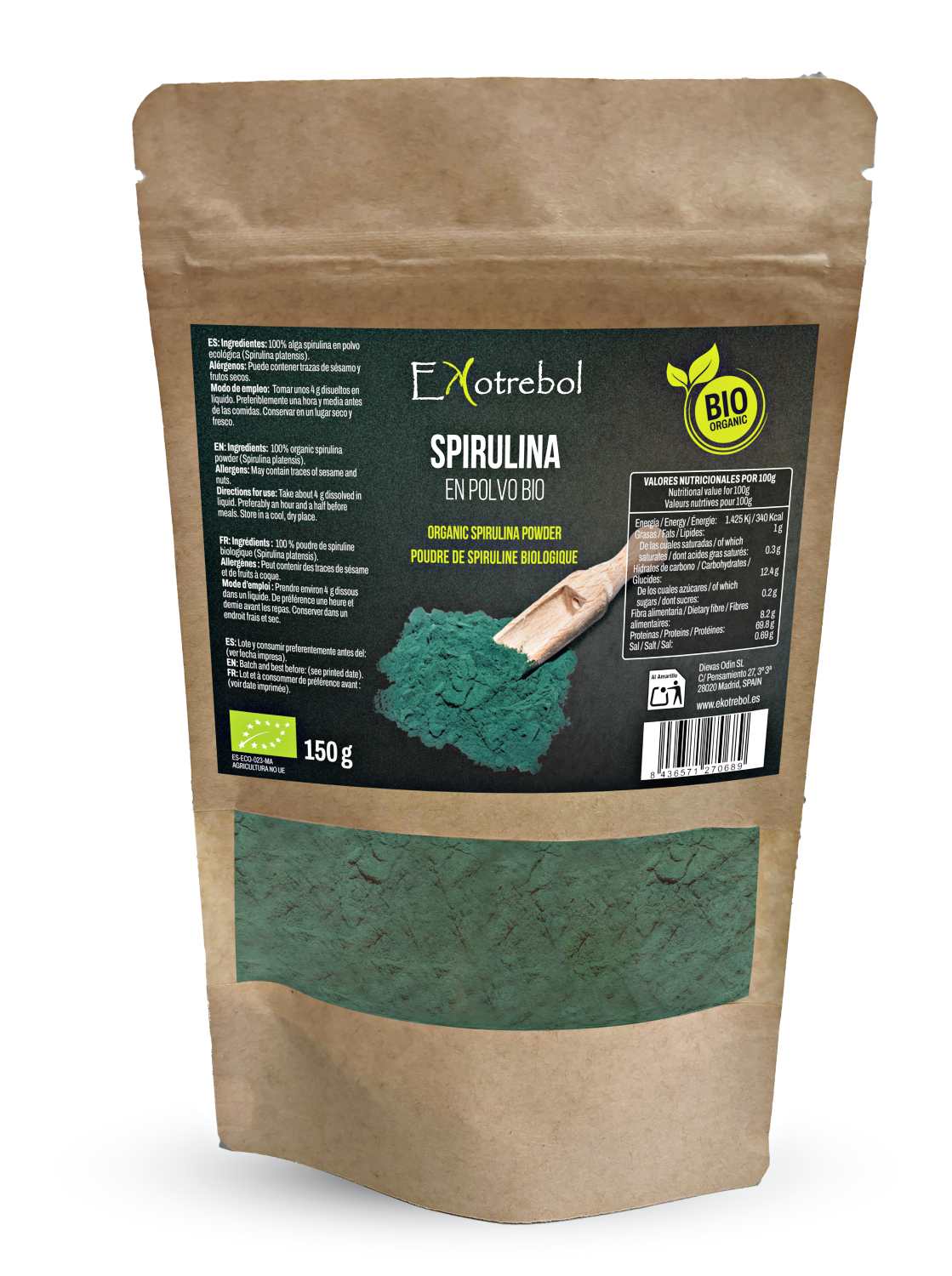 Spirulina en polvo Bio Ekotrebol